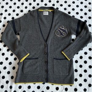 Scotch & Soda Grey Letterman Cardigan with Yellow Trim